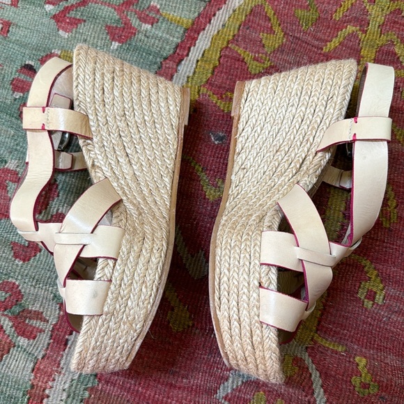 Platform Espadrilles Natural with Pink Trim - Picture 2 of 5